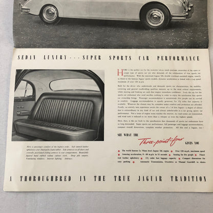 Vintage Jaguar 3.4 Litre Car Automobile Sales Brochure Catalog Folder