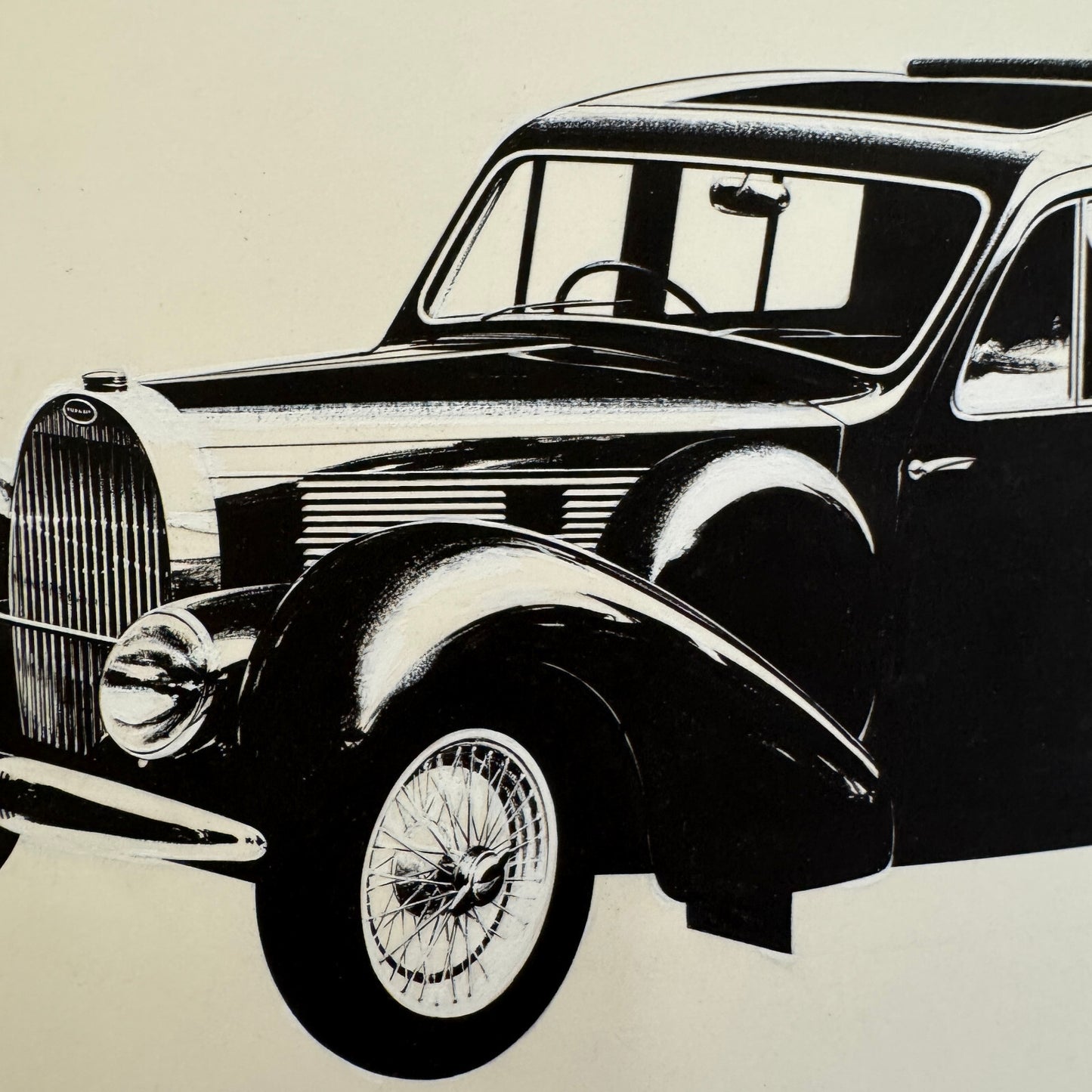 1939 Bugatti Type 57C Galibier Automobile Illustration Art Drawing Hand Drawn
