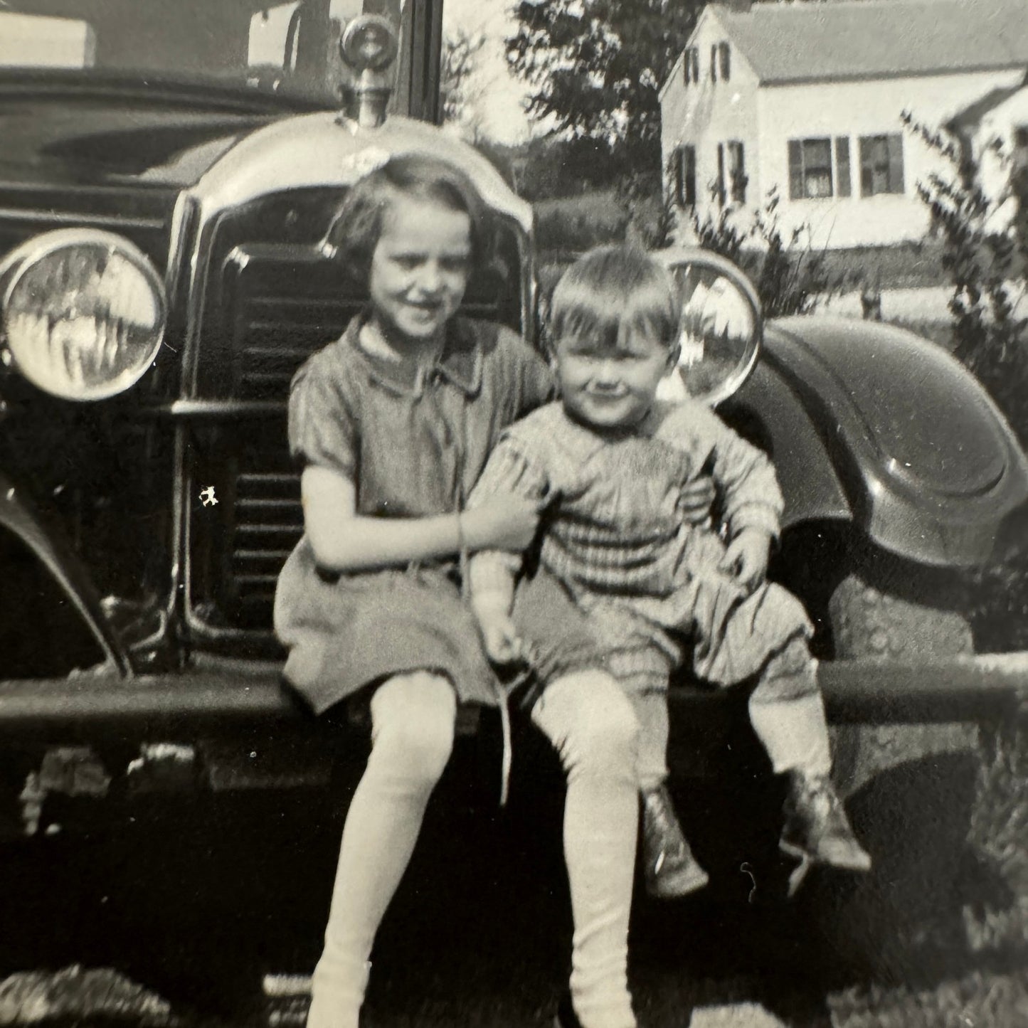 Vintage Car Photo Photograph Print Children with Automobile Snapshot