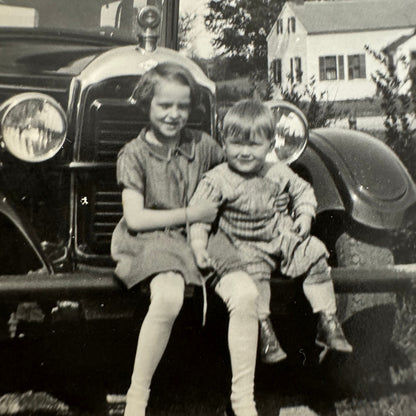 Vintage Car Photo Photograph Print Children with Automobile Snapshot
