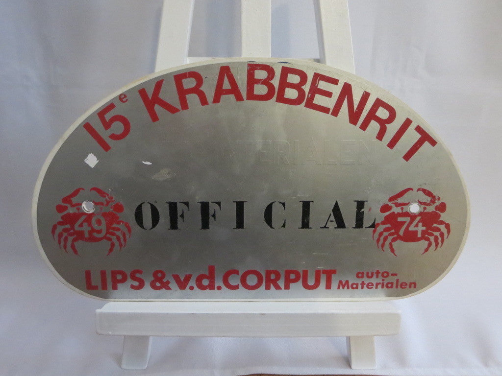 Vintage 15e Krabbenrit OFFICIAL Car Club Rally Plate Plaque Sign 