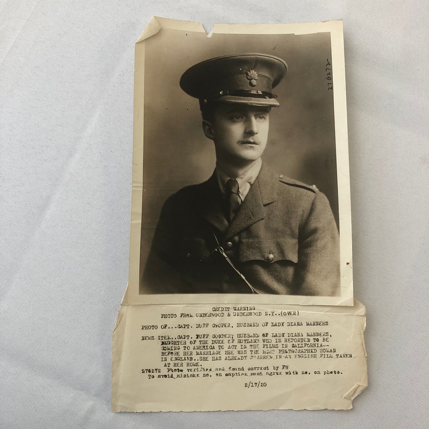 Press Photo Photograph 1920 Husband of Lady Diana Manners Film Actress Actor