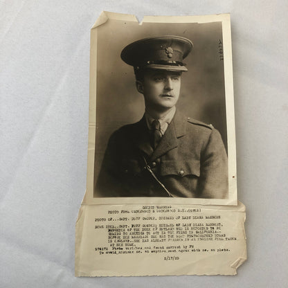Press Photo Photograph 1920 Husband of Lady Diana Manners Film Actress Actor