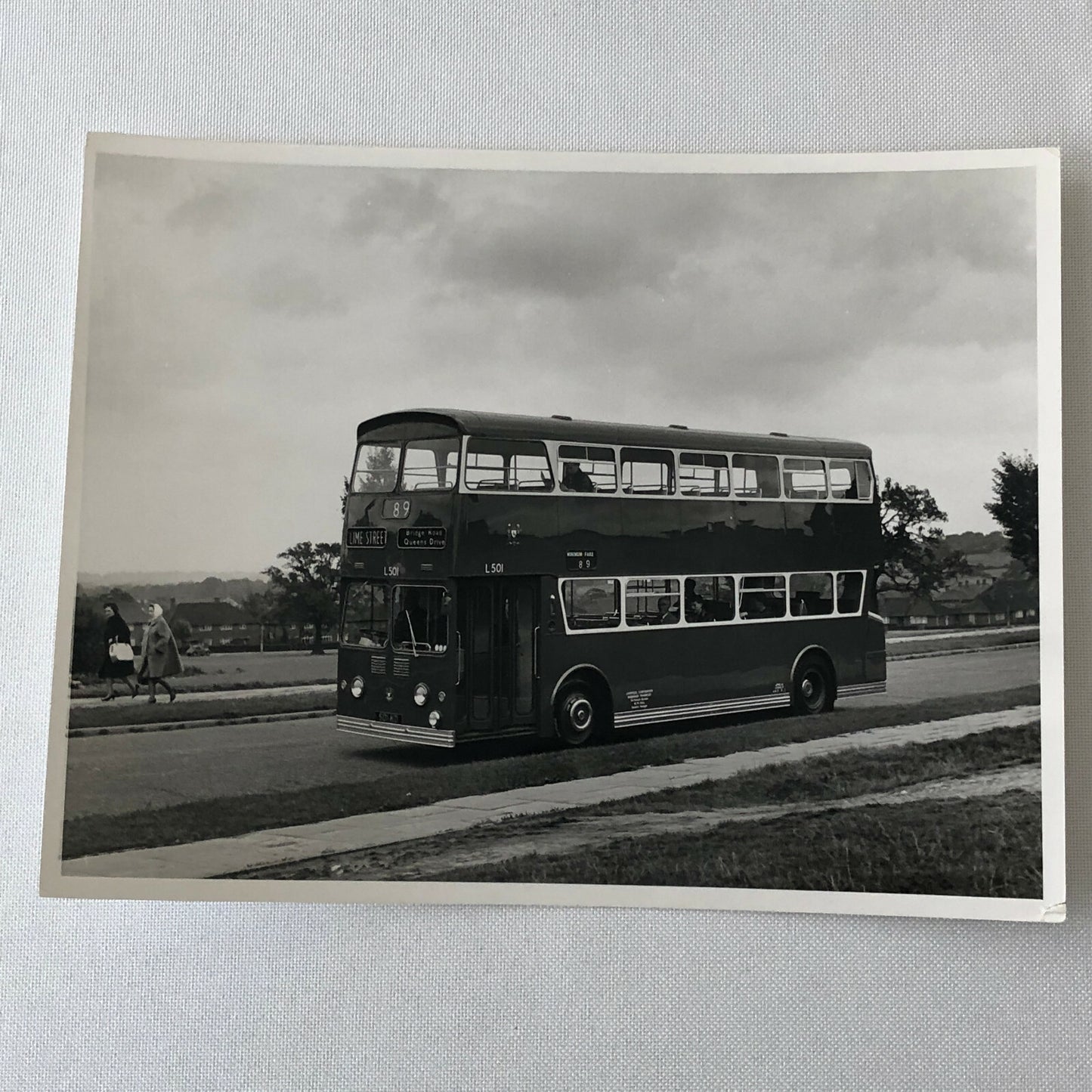 Vintage British Double Decker Bus Photo Transportation Photograph
