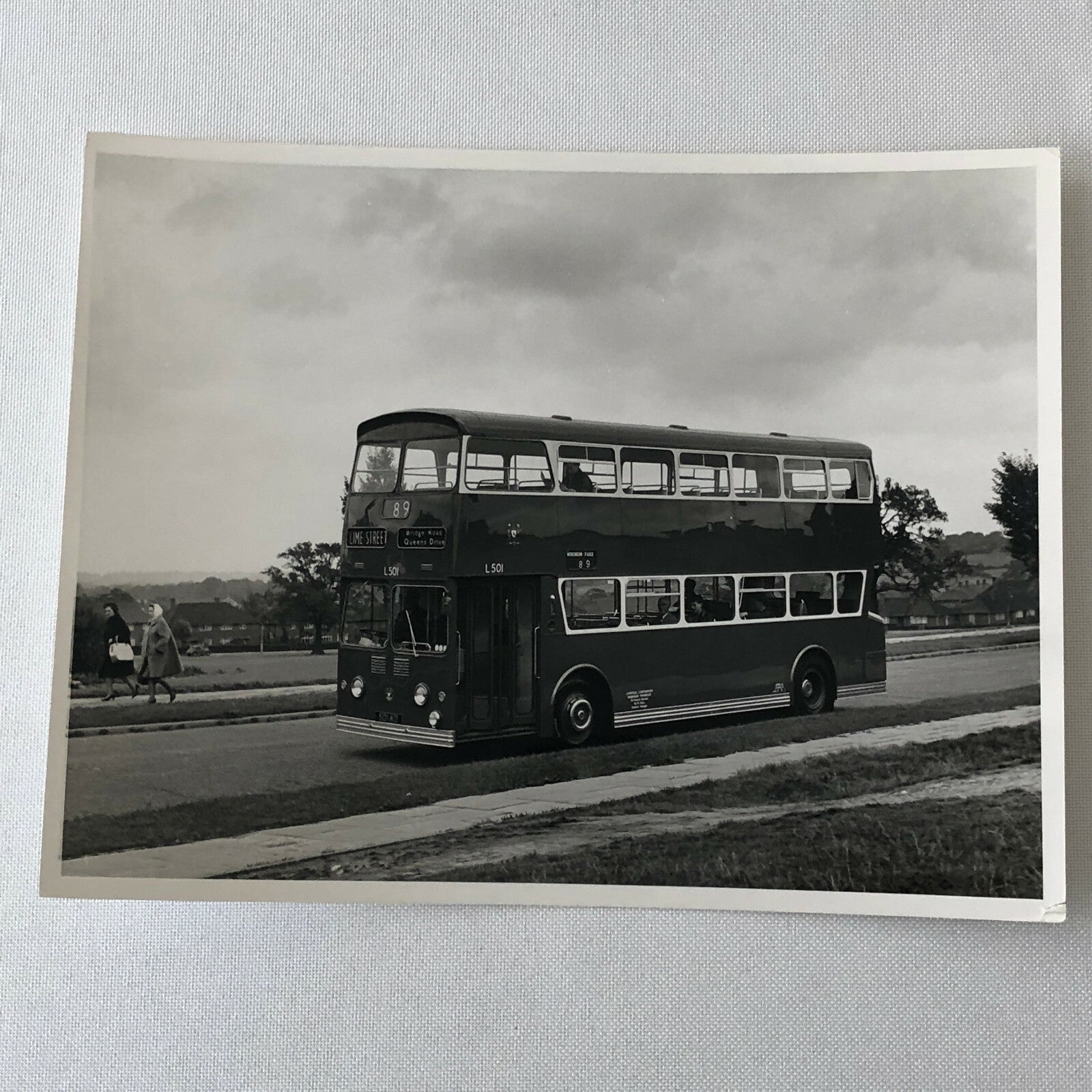 Vintage British Double Decker Bus Photo Transportation Photograph