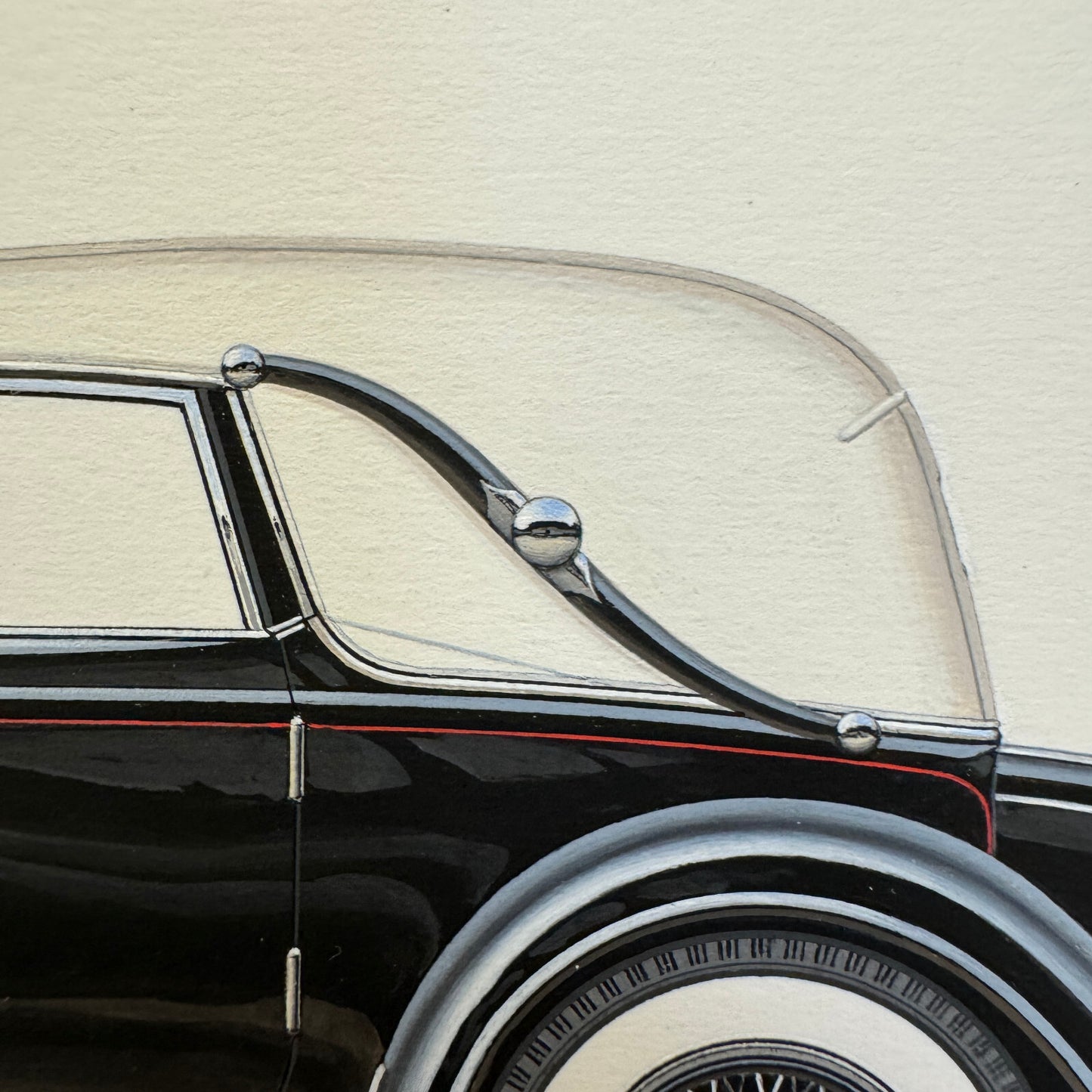 1932 Horch 12 Type 670 Sport Cabriolet Automobile Illustration Art Drawing