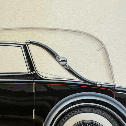 1932 Horch 12 Type 670 Sport Cabriolet Automobile Illustration Art Drawing