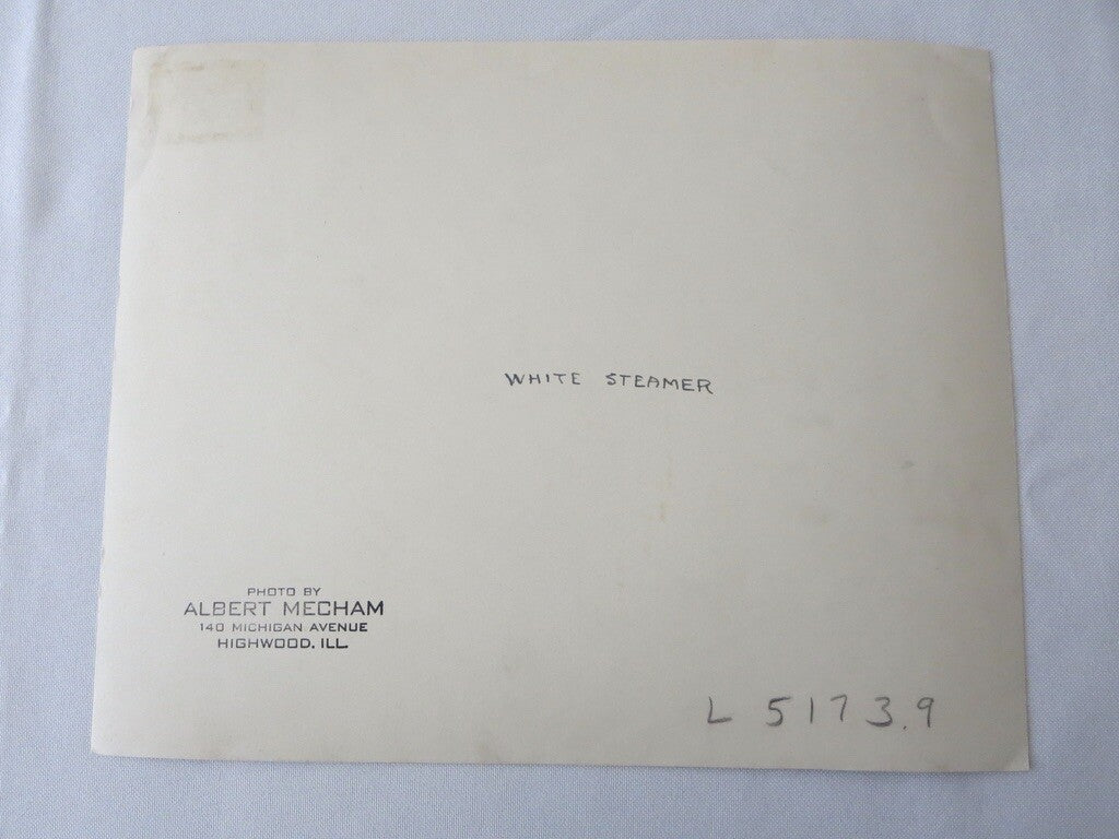 Early Antique Large Art Photograph - White Steamer Car Driving By River Photo