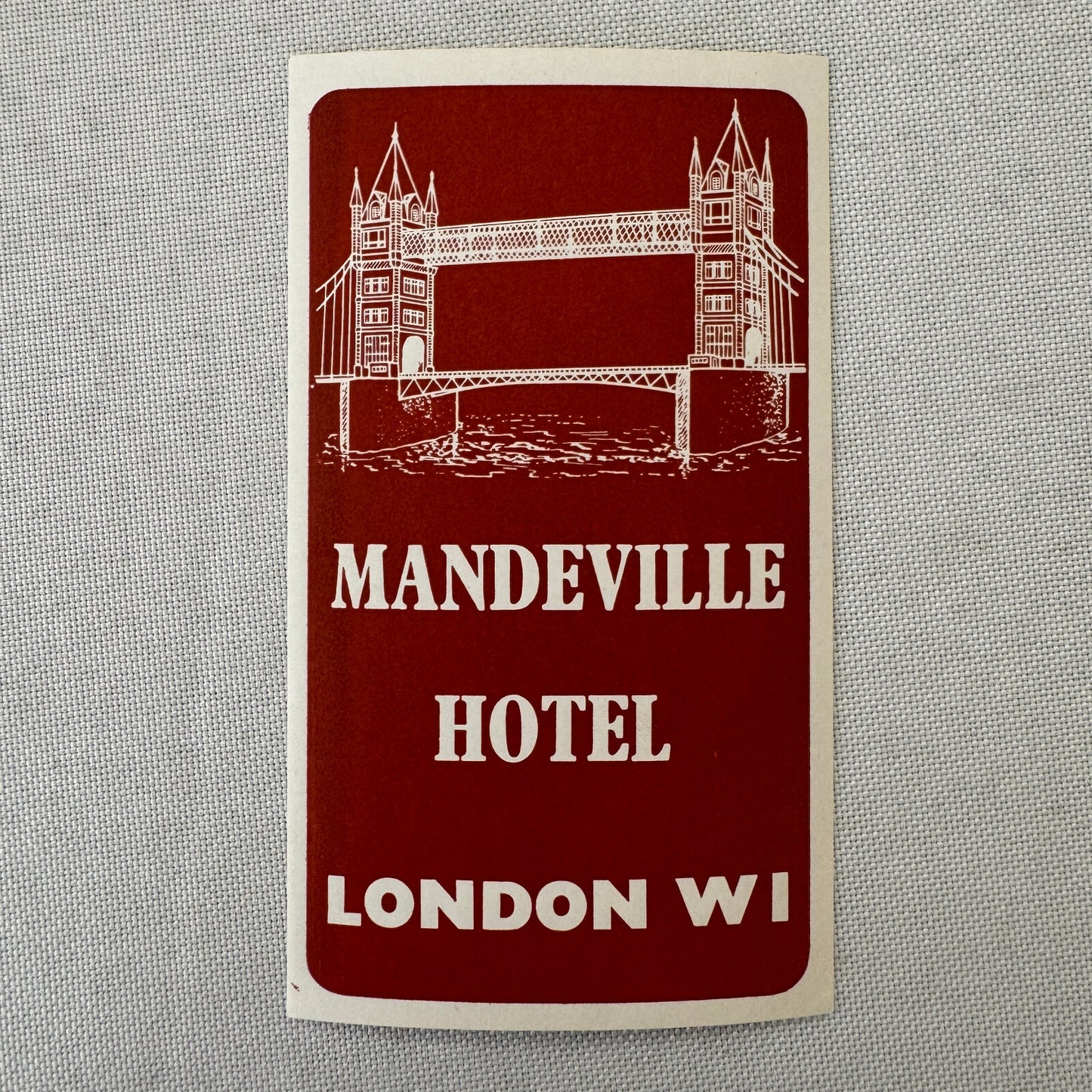 Vintage Hotel Travel Luggage Label Mandeville Hotel London