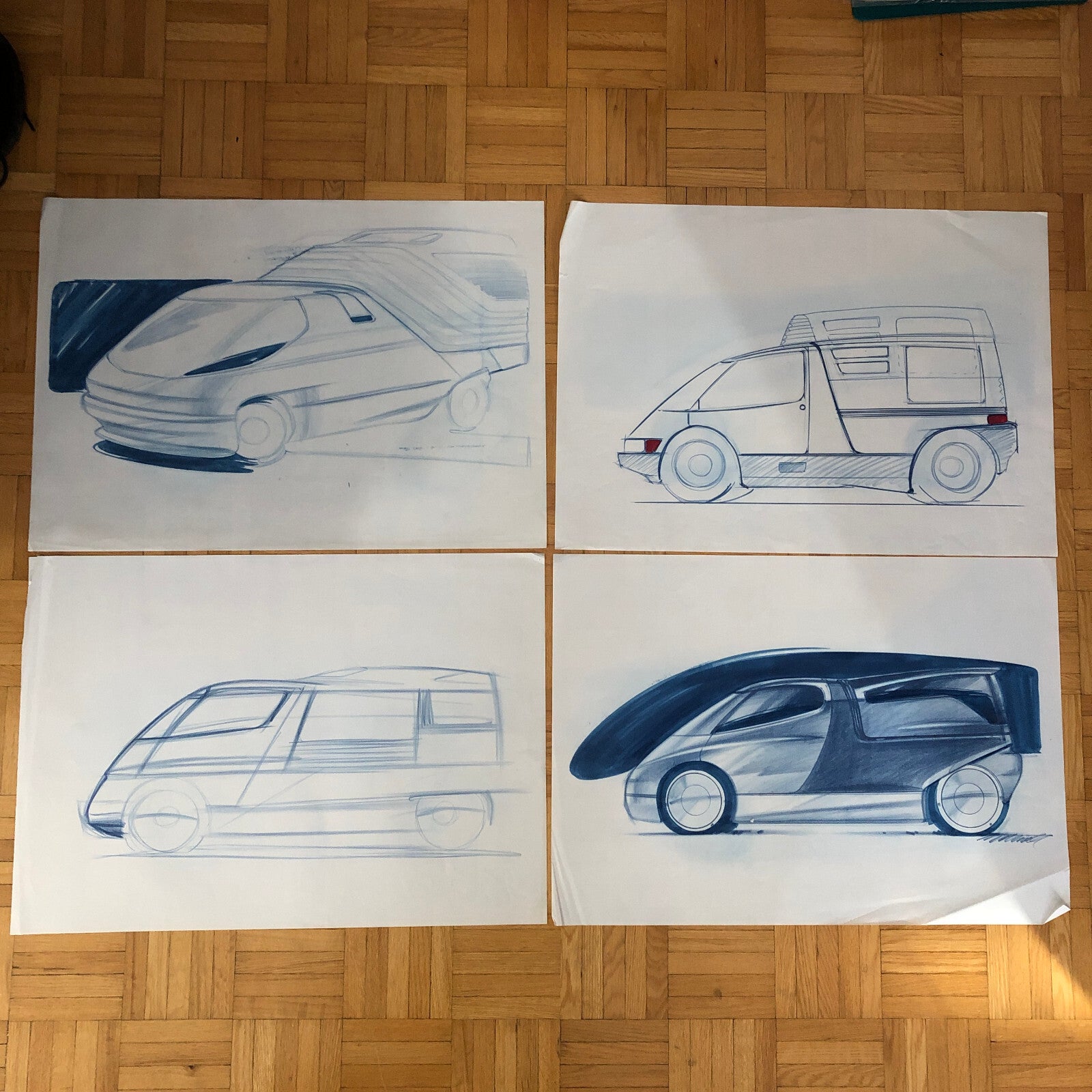 Car Styling Concept Illustration Art Drawing Sketch Vintage Lot 14x NOTTRODT Van