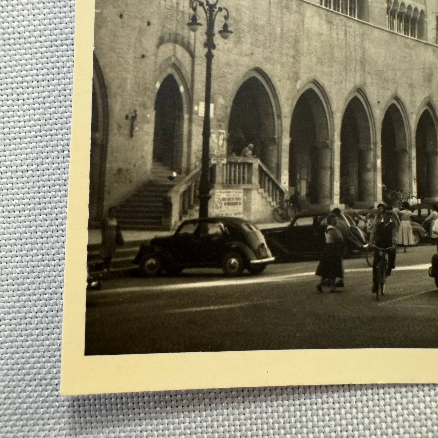 Vintage Photograph Photo Print Automobile People Building European Street Scene