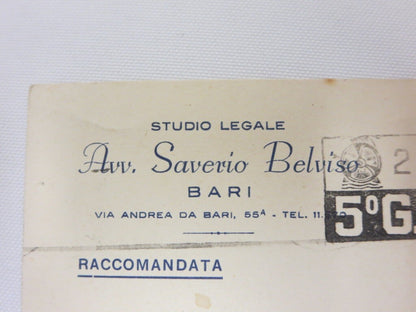 1951 Grand Prix Bari Racing Postage Stamp on Invitation Postcard Post Card 