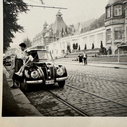 Vintage Photograph Photo Print Snapshot Car Auotmobile Woman Child 1955