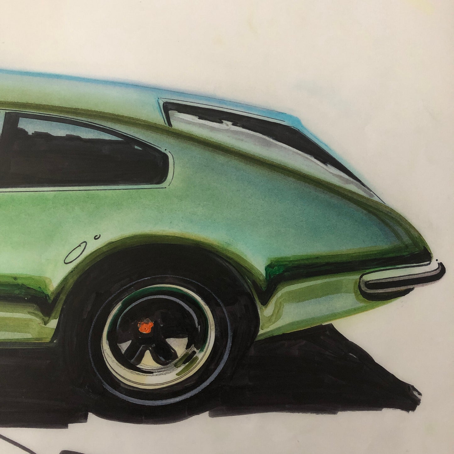 Styling Concept Car Illustration Art Drawing Sketch Vintage Original 1970 ?