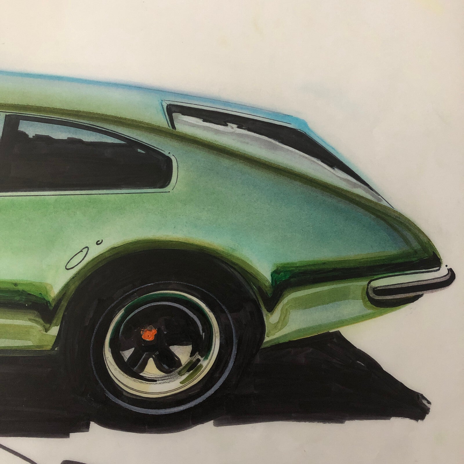 Styling Concept Car Illustration Art Drawing Sketch Vintage Original 1970 ?