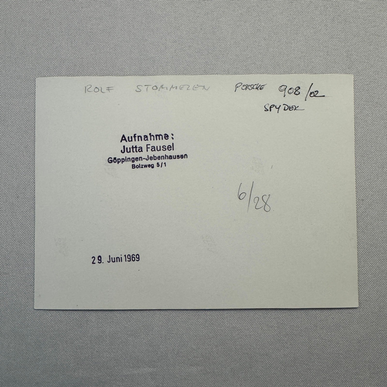 Vintage Racing Photo Porsche 908 Spyder Driver Rolf Stommelen Photograph 1969