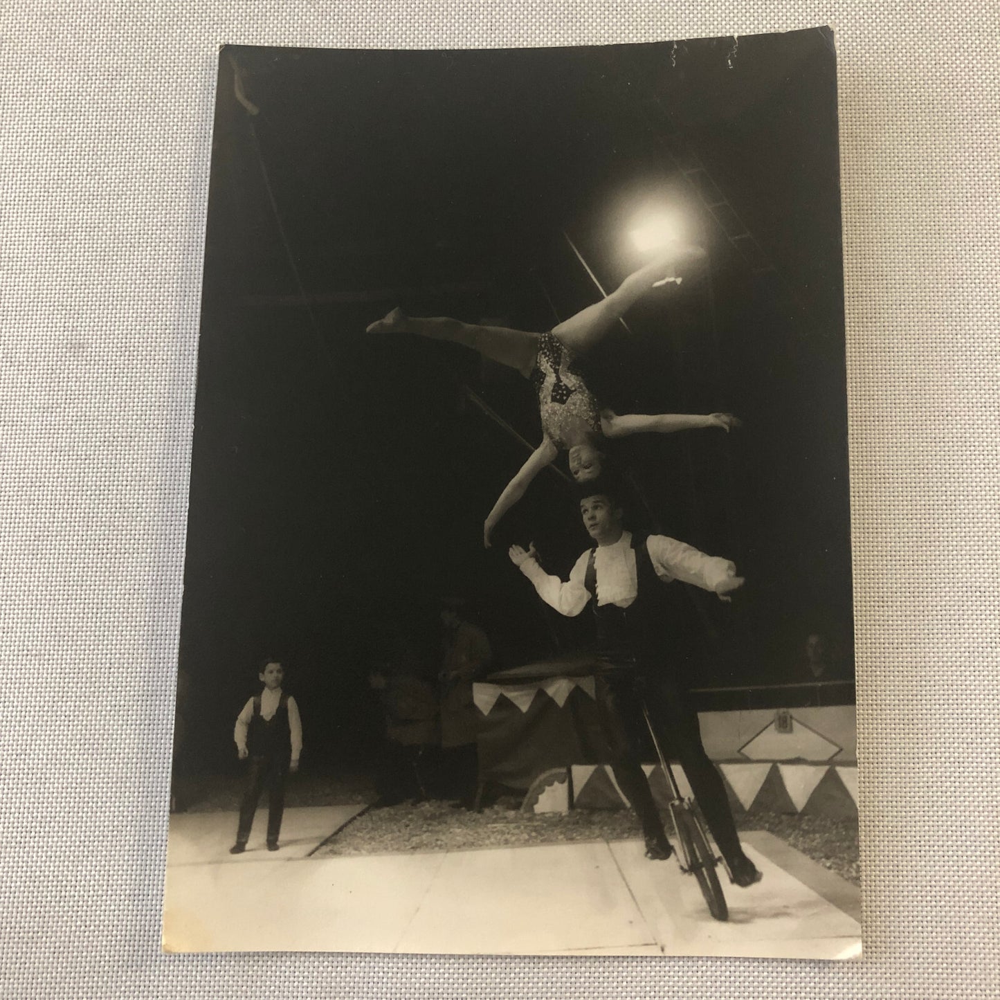 Circus Performer Balancing Act Balancing Woman on Unicycle Photo Photograph
