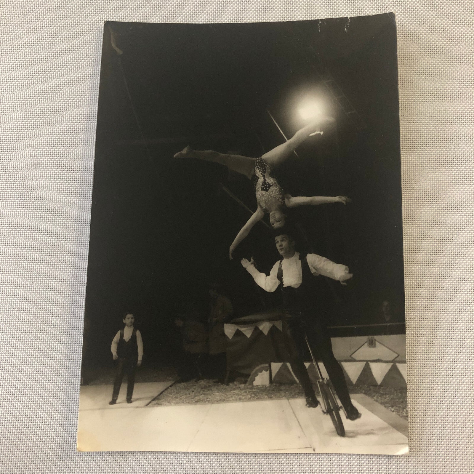 Circus Performer Balancing Act Balancing Woman on Unicycle Photo Photograph