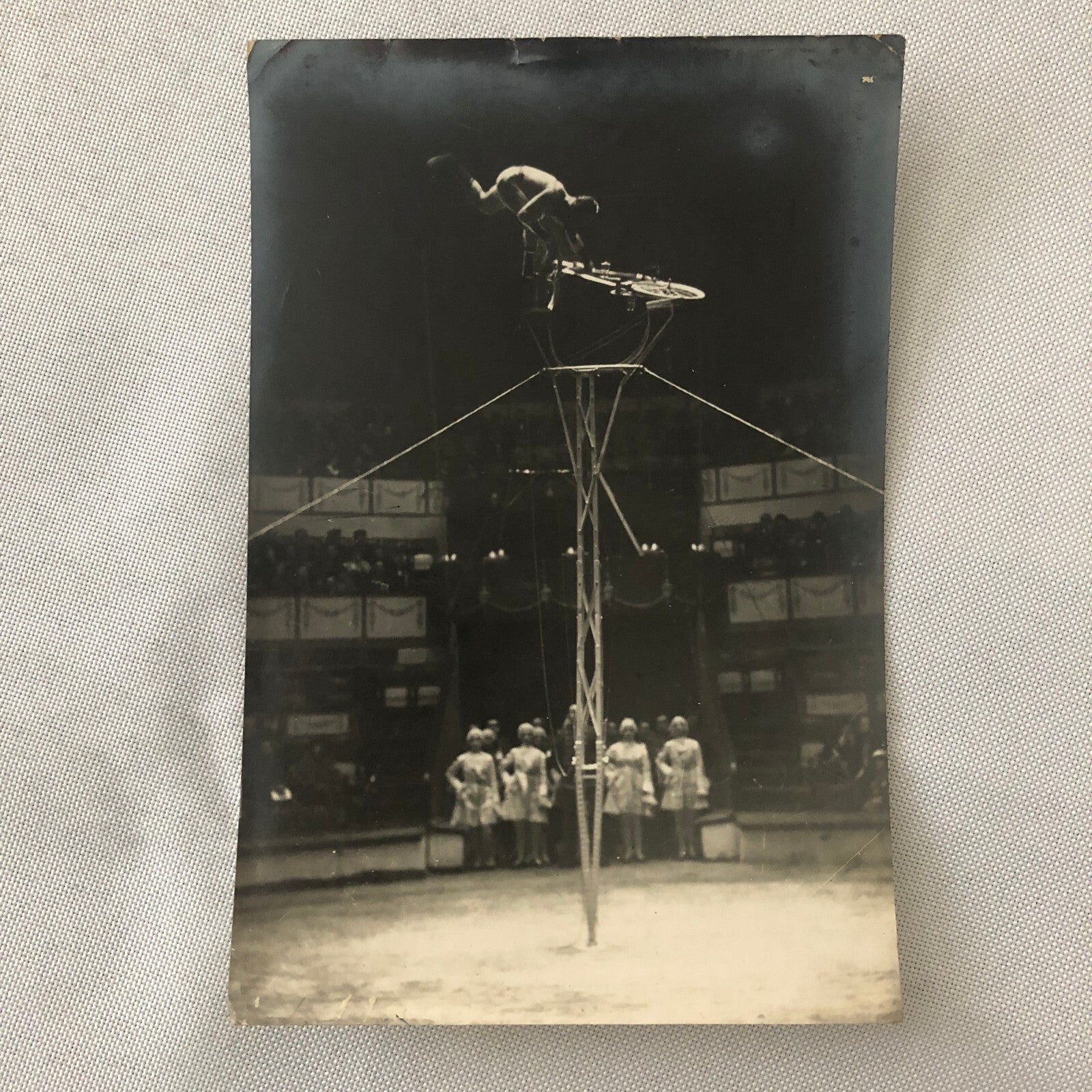 Circus Performer Bicycle Bike Balancing Act Photo Photograph Lot of 2 Vintage