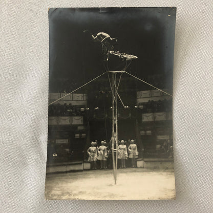 Circus Performer Bicycle Bike Balancing Act Photo Photograph Lot of 2 Vintage