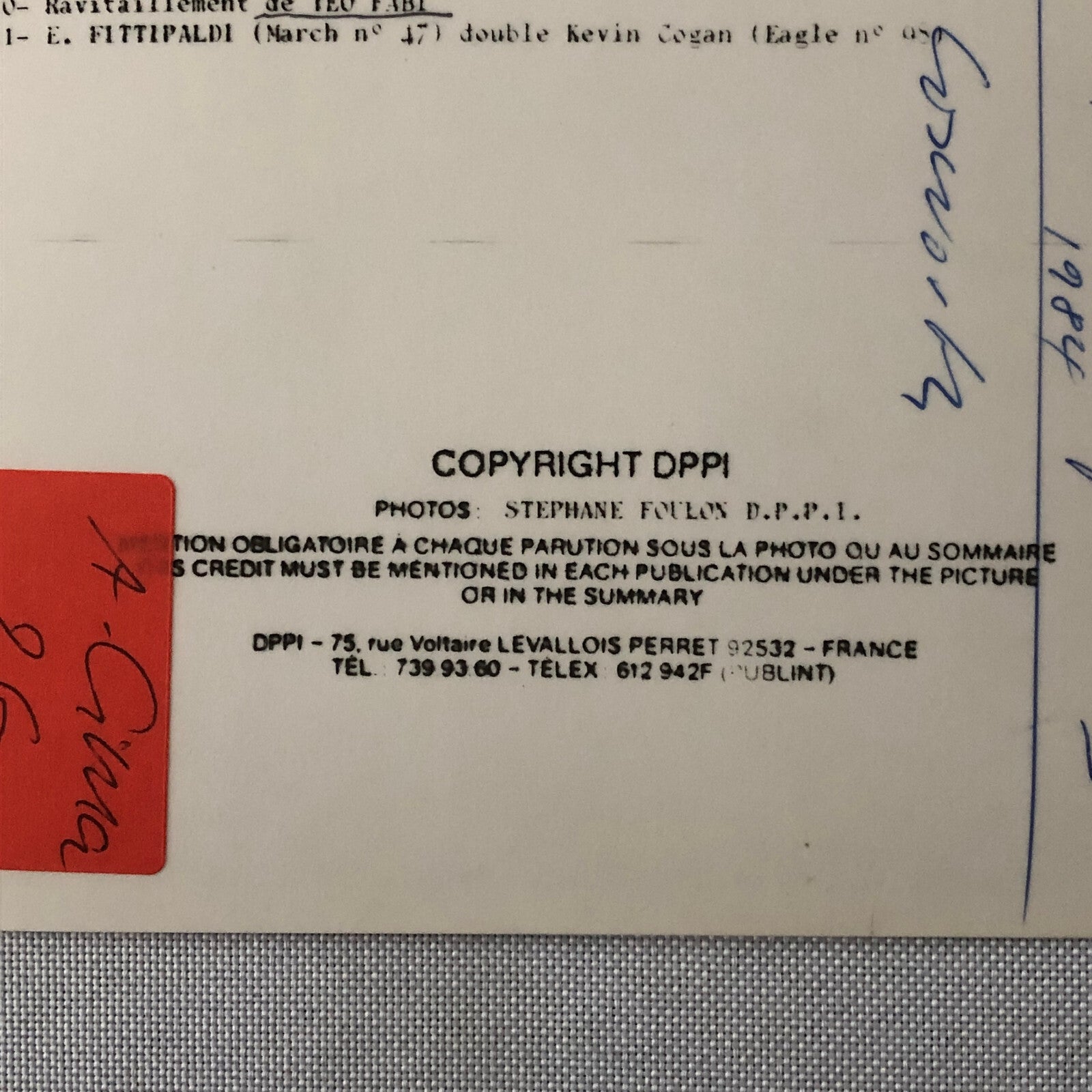 Vintage Indy Indianapolis Racing Photo Photograph Teo Fabi 1984 Skoal Bandit