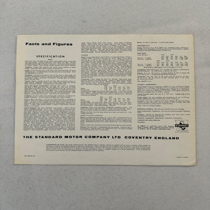 Standard Vanguard III Saloon Car Sales Brochure Catalog Advertising Vintage