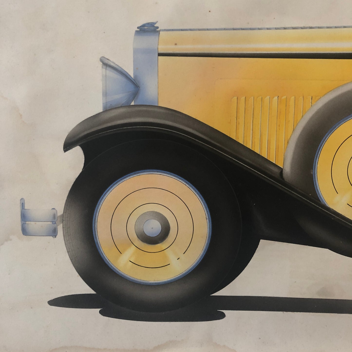 Antique Automobile Car Illustration Art Signed and Dated 1929