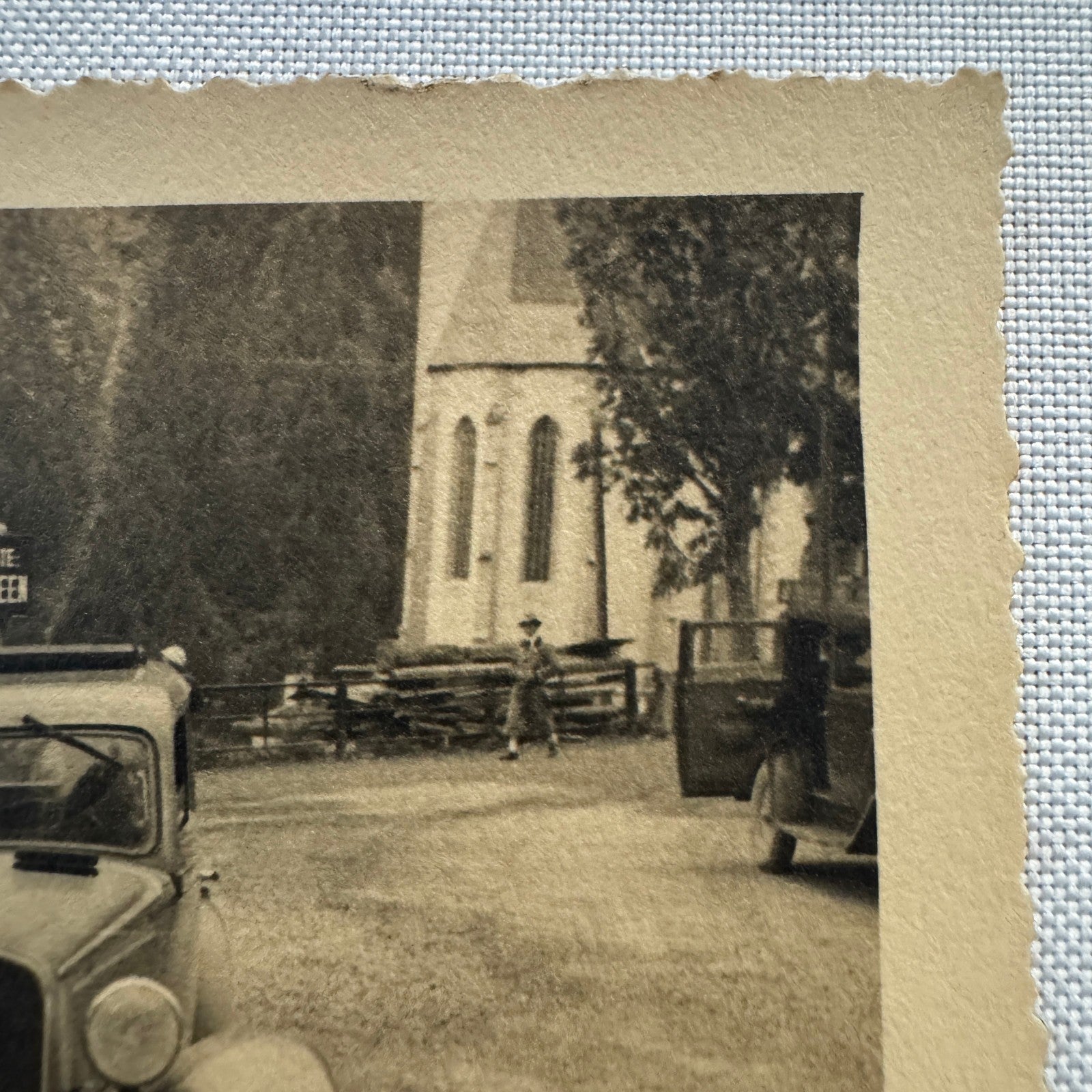 Vintage Photograph Photo Print People with Car Automobile European