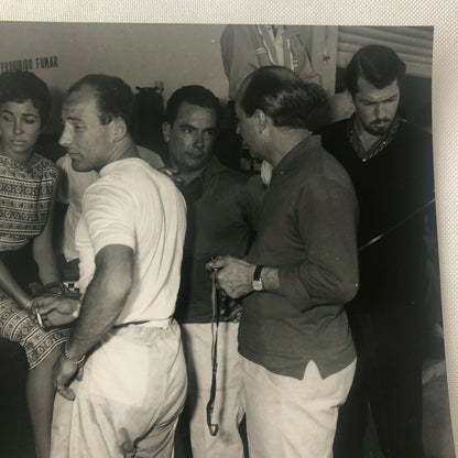 Vintage Racing Photo Photograph 1957 Stirling Moss Jean Behra Jo Bonnier +