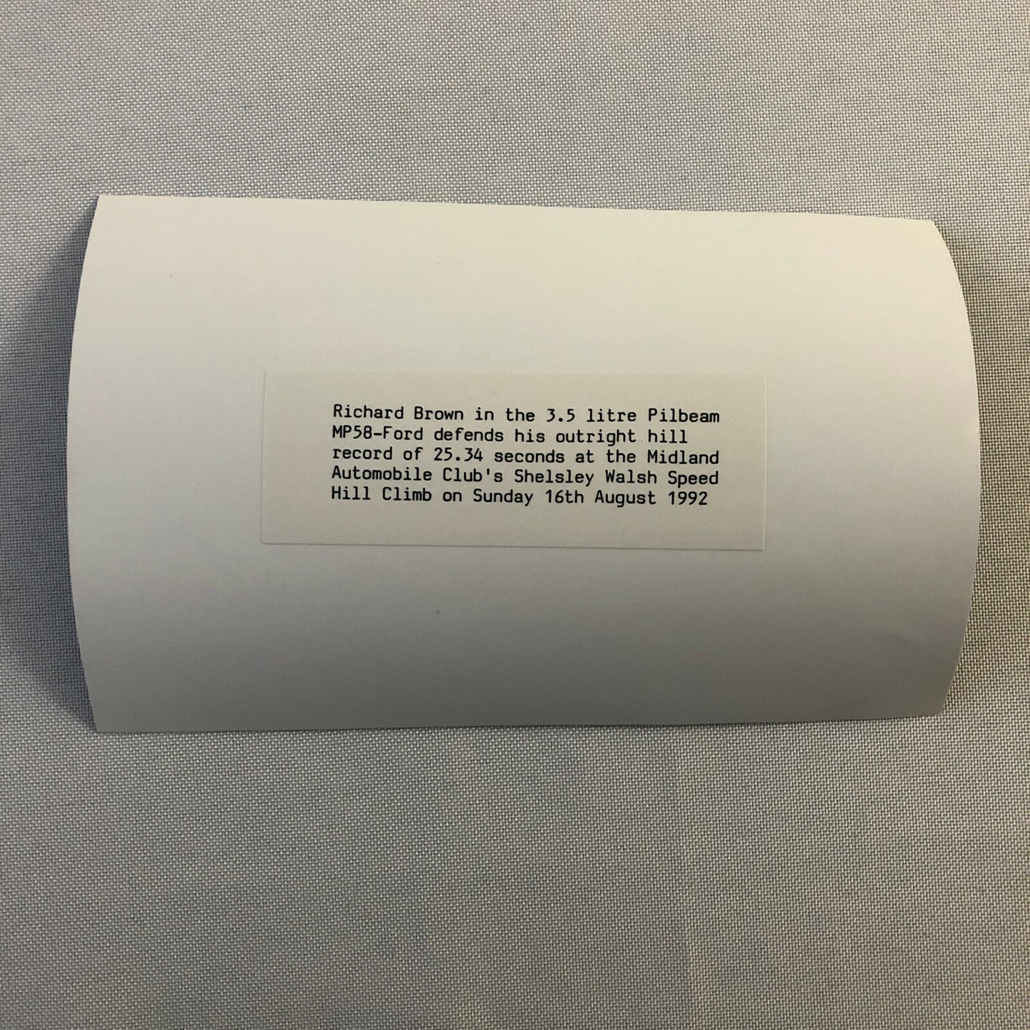 1992 Shelsley Walsh Speed Hill Climb Racing Photo Pilbeam MP58 Ford Car Brown 