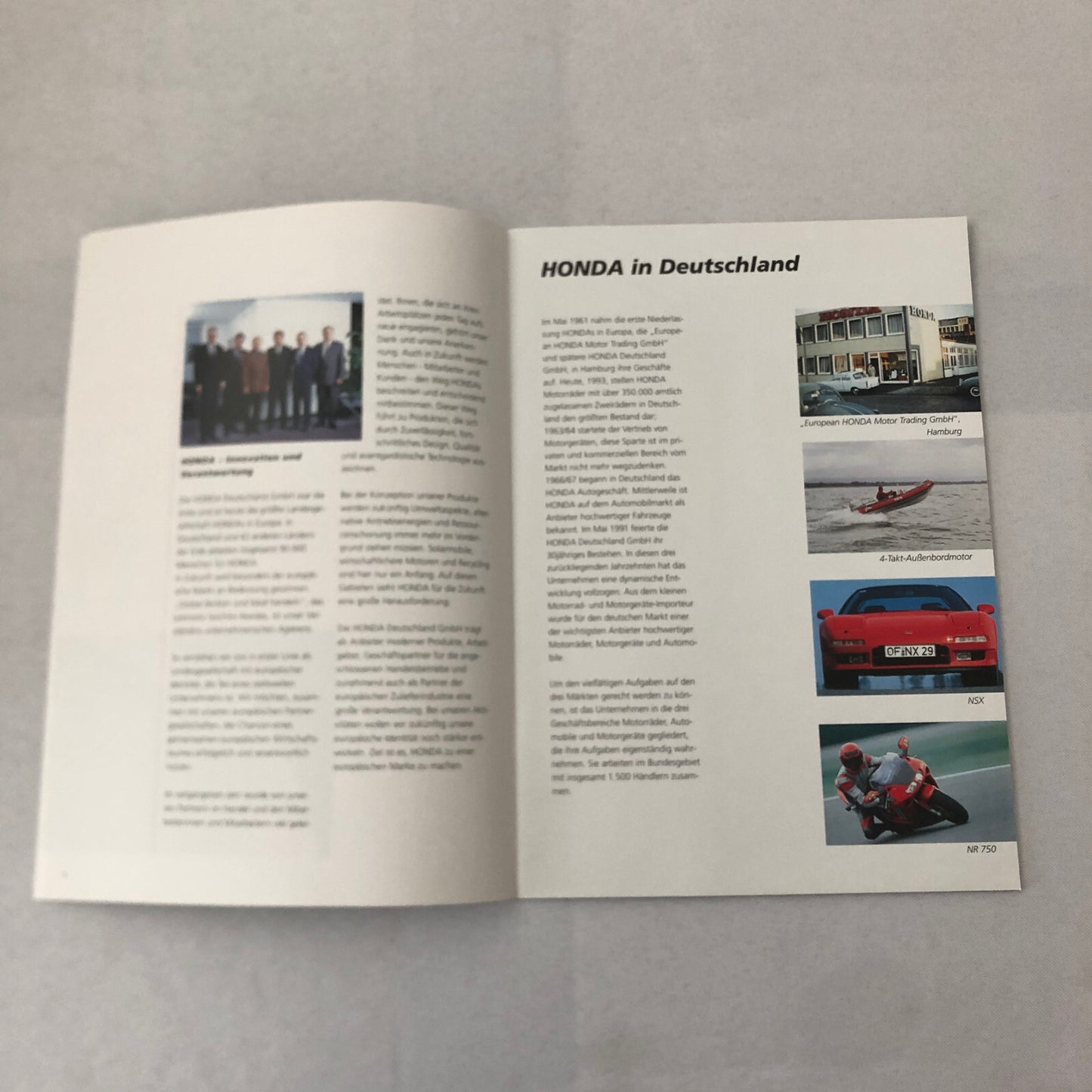 Honda Sales Brochure NSX Motorcycle Catalog GERMAN Text