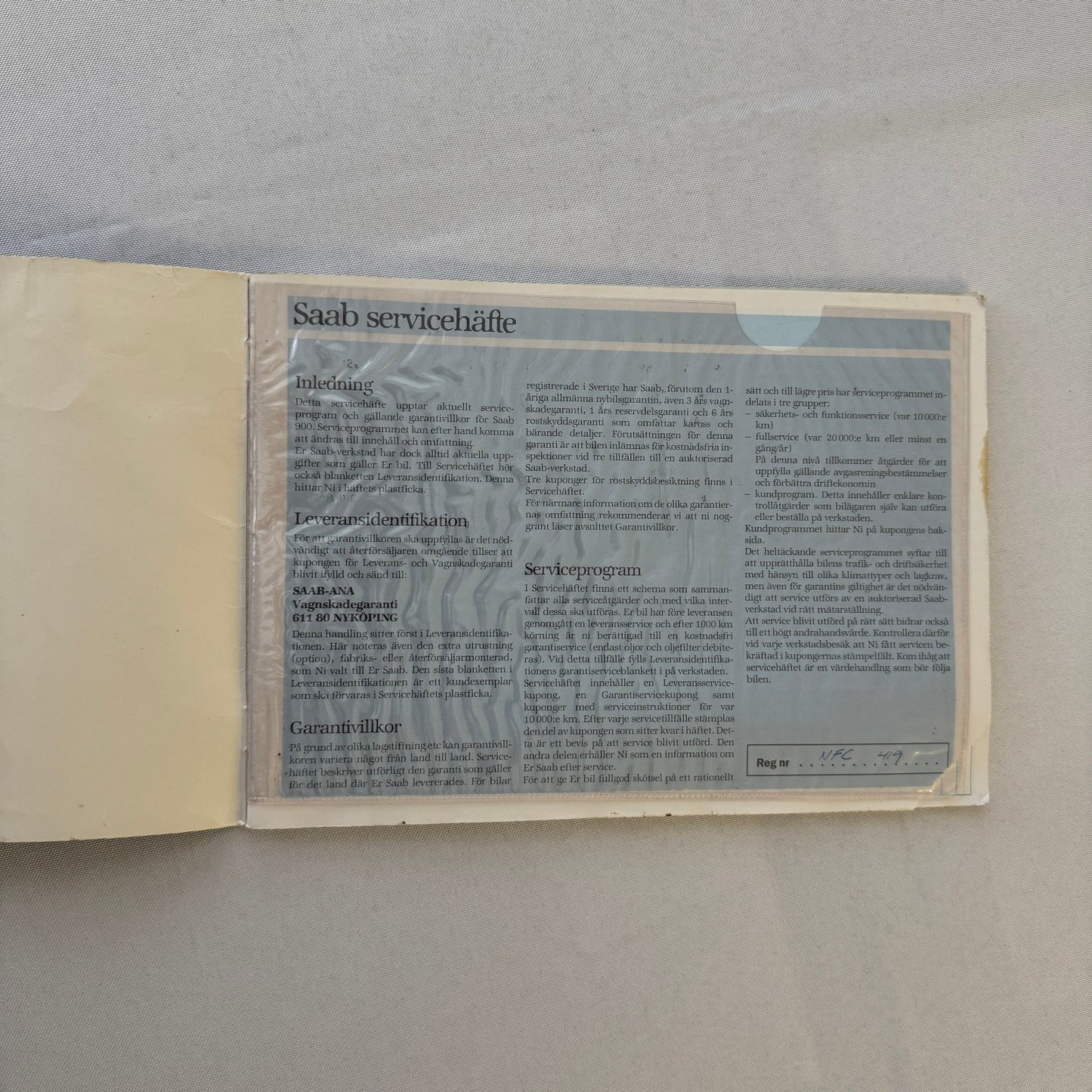 1988 Saab 900 Owners Manual Book Pouch Sedan Convertible Vintage Car SWEDISH