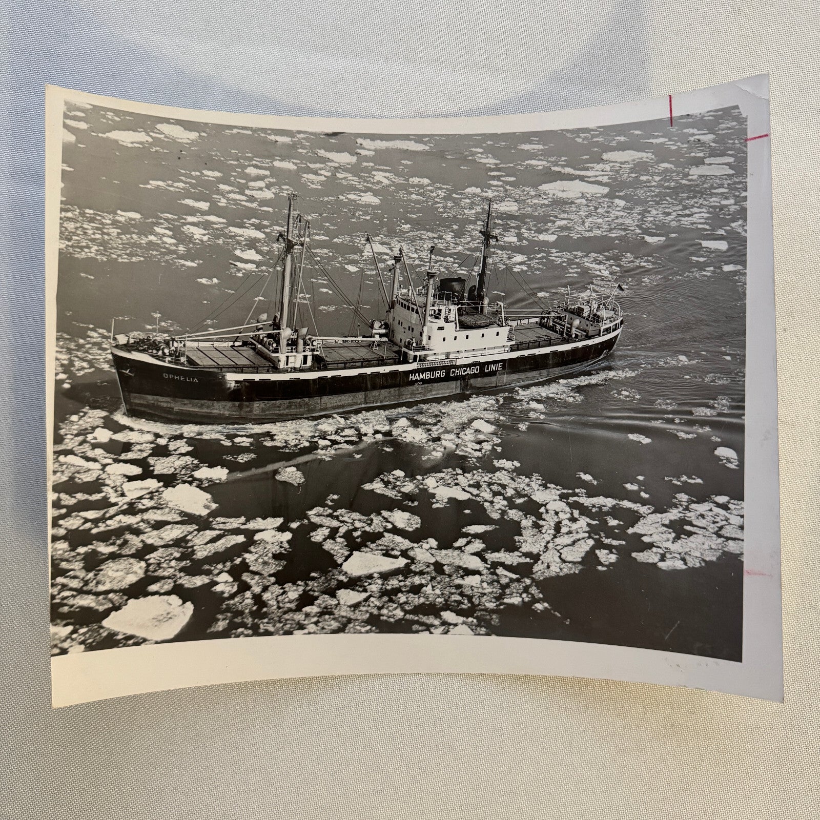 Vintage Ship Boat Photo Photograph Print SS Ophelia Hamburg Chicago Linie 1955