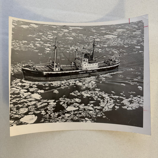Vintage Ship Boat Photo Photograph Print SS Ophelia Hamburg Chicago Linie 1955