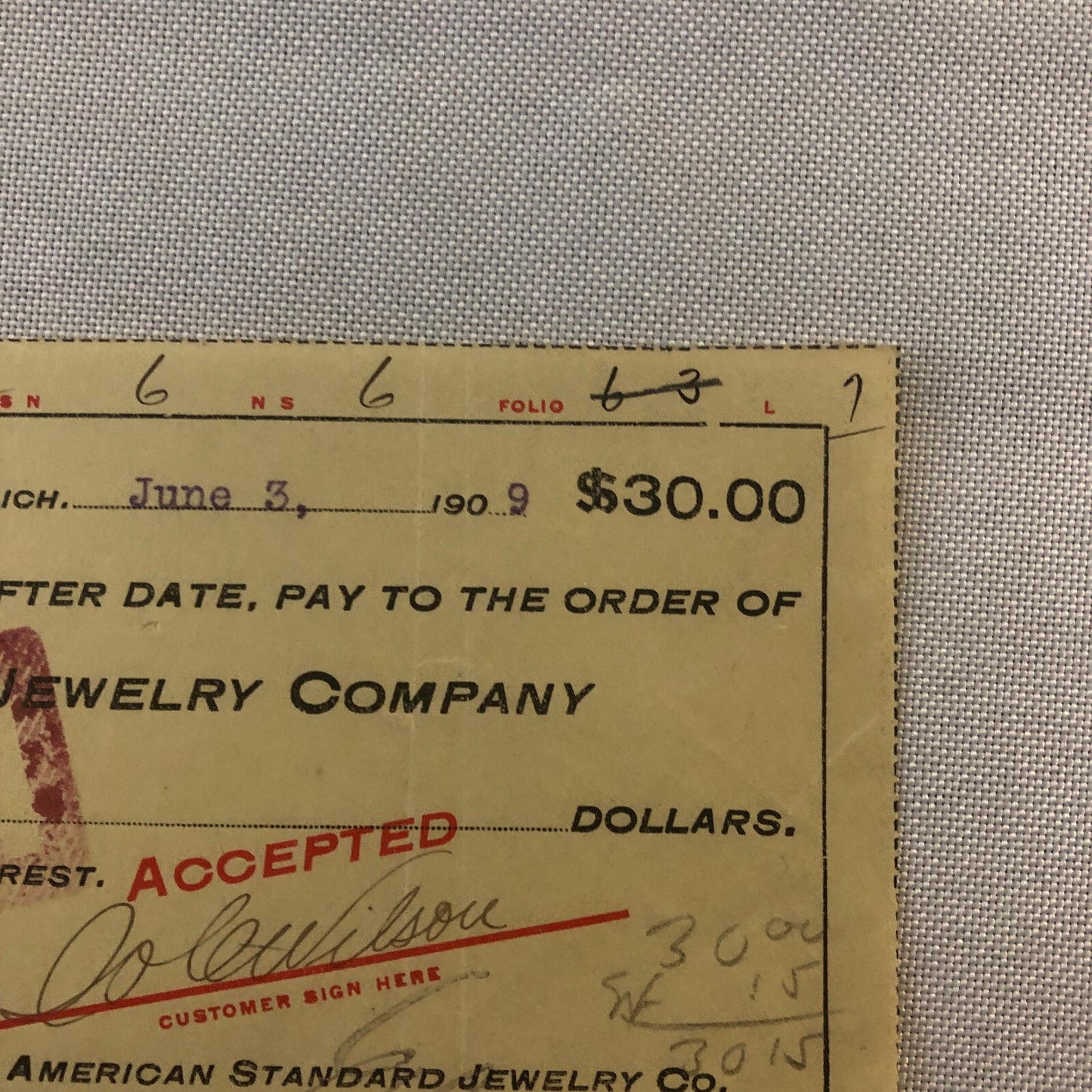American Standard Jewelry Company Document Ephemera Lot 2x 1909