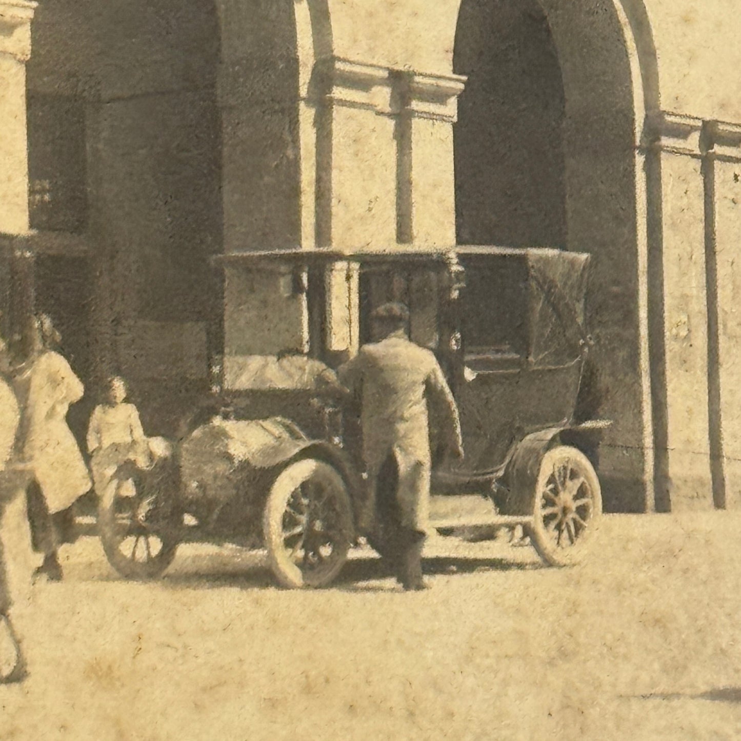 Vintage Photograph Photo People with Early Automobile Car