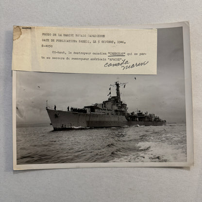 Royal Canadian Navy HMCS Crescent Military Boat Ship Photo Photograph 1946