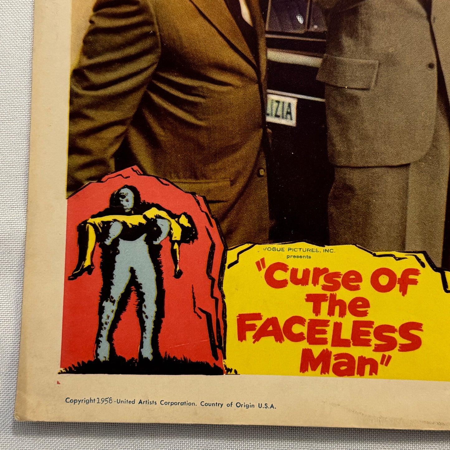 Vintage Horror Movie Lobby Card Poster 1958 The Curse of the Faceless Man