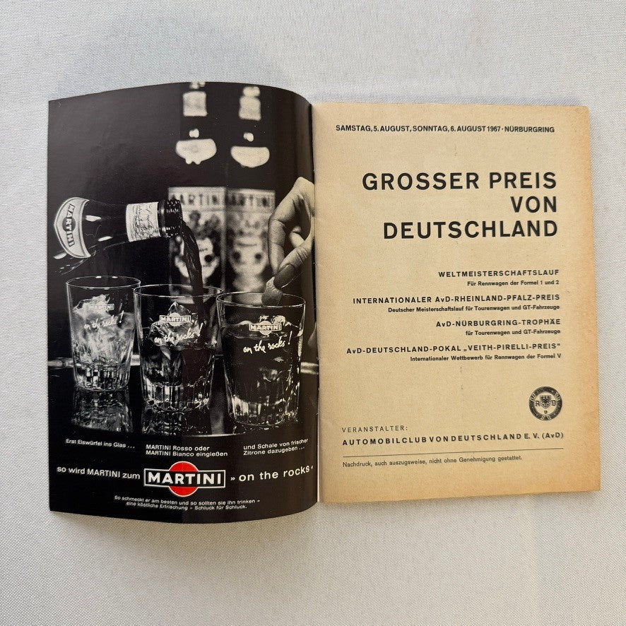 1967 AVD German Grand Prix Racing Program Motorsport Race Jim Clark Dan Gurney +