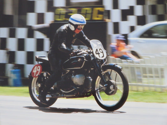 John Surtees Riding 1939 BMW 256 Compressor Motorcycle Bike at Goodwood Photo