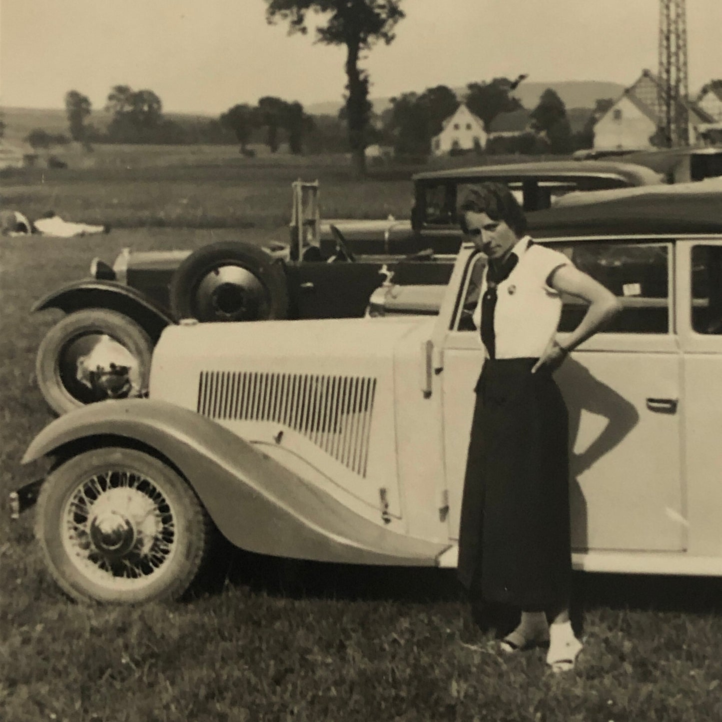 Vintage Photograph Photo Lot Woman With Antique Car Germany 
