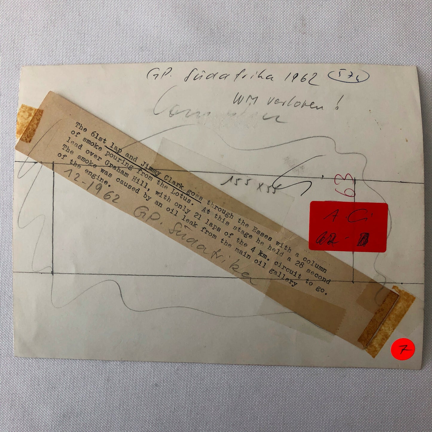 1962 South African Grand Prix Car Racing Photo Photograph Jim Clark Lotus Climax