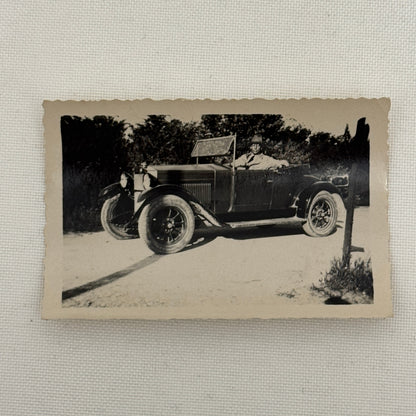 Vintage Photo Photograph Print Man in Antique Automobile