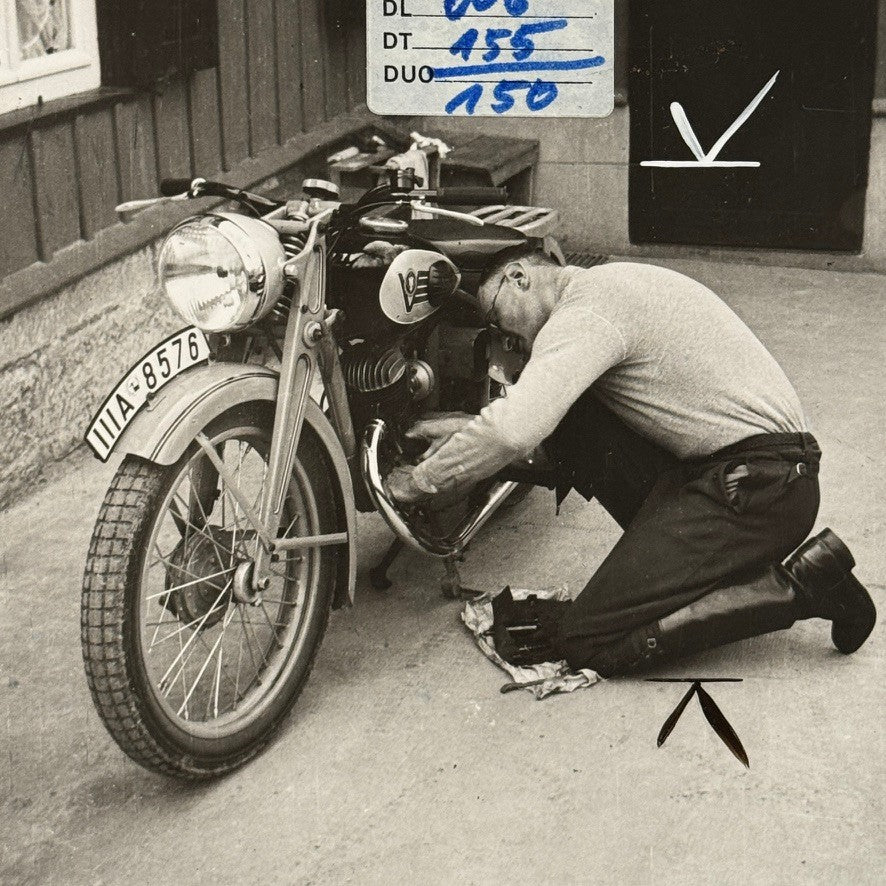 Vintage Motorcycle Bike Photo Photograph Print Unidentified Rider