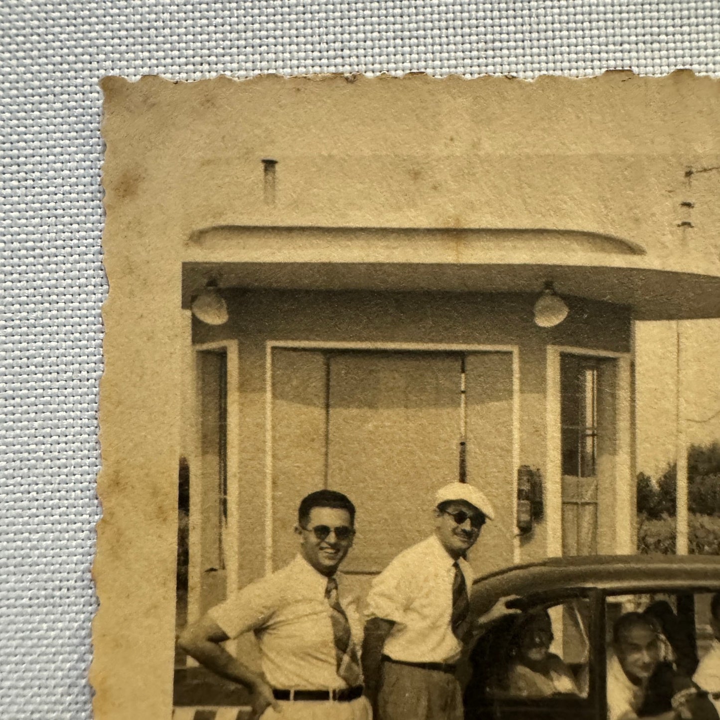 Vintage Photograph Photo Print People with Car Automobile European