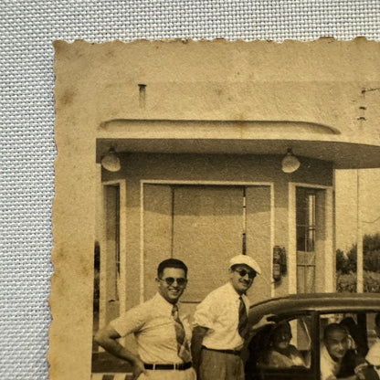 Vintage Photograph Photo Print People with Car Automobile European