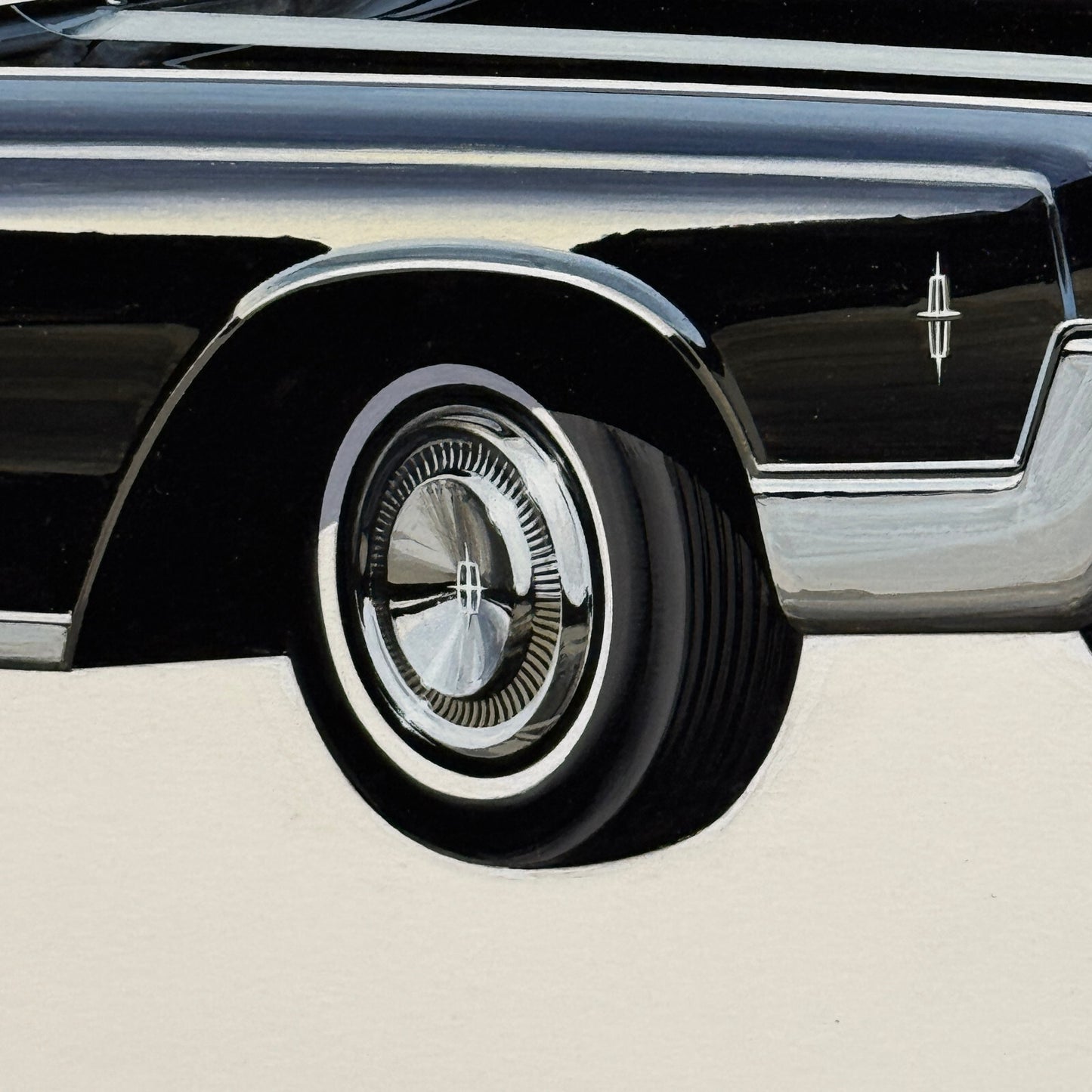 Vintage Lincoln Continental Car Automobile Illustration Art Drawing Hand Drawn