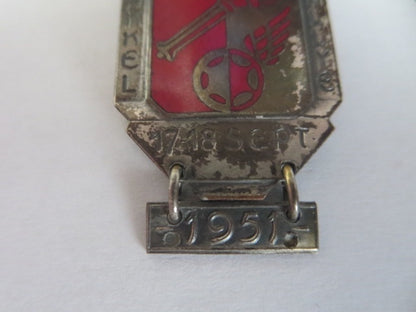 Vintage 1951 Bayeux Eindhoven Fakkel Rallye Car Rally Pin Badge with Date Bar