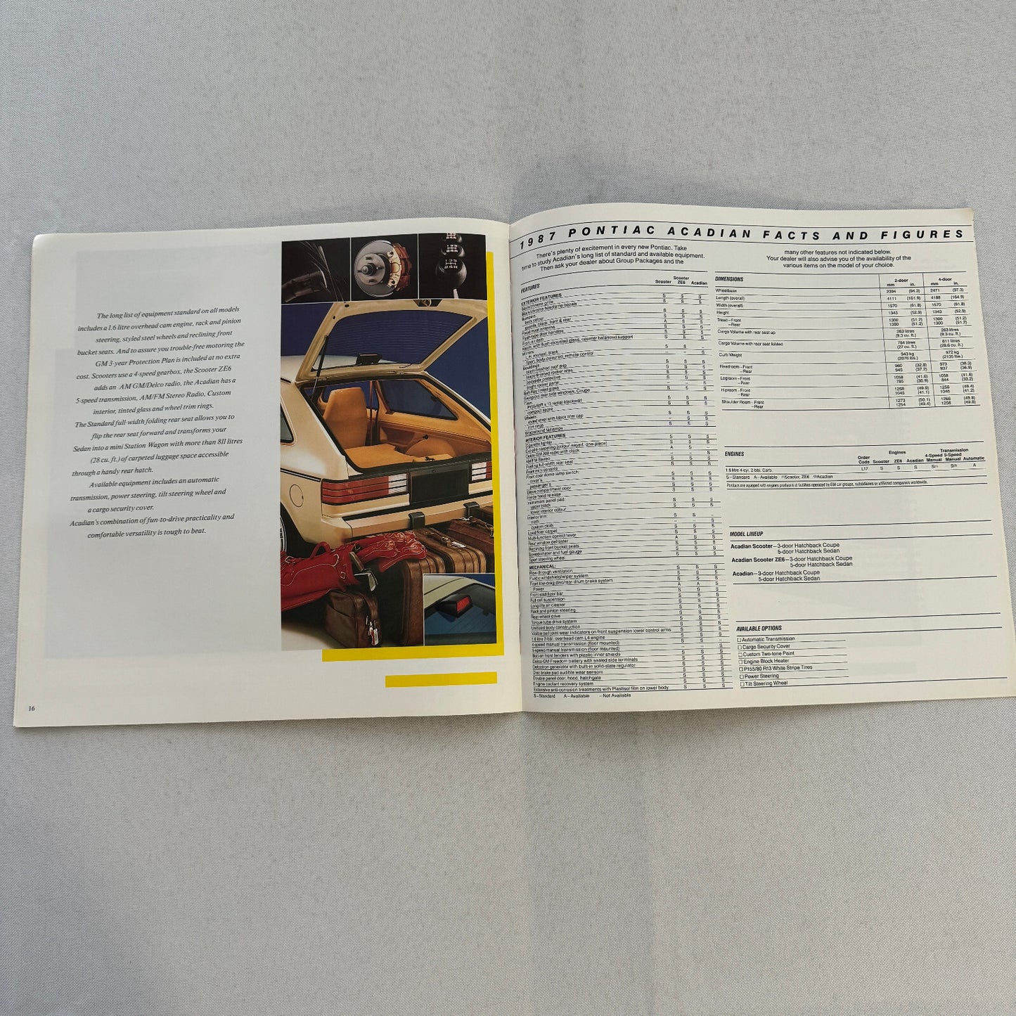 1987 Pontiac Car Sales Brochure Catalog Grand Am Acadian Sunbird Firefly