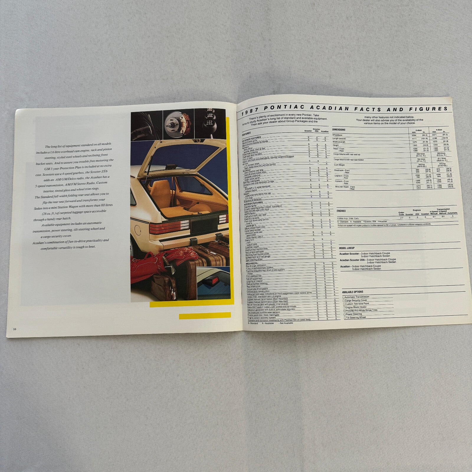 1987 Pontiac Car Sales Brochure Catalog Grand Am Acadian Sunbird Firefly